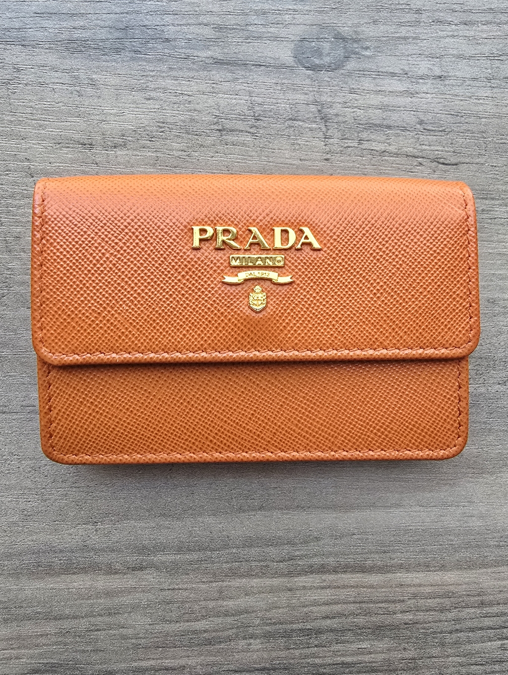 Prada Saffiano Card Holder Capapaya Card Case Wallet